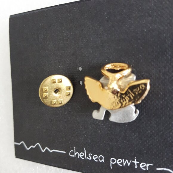 Chelsea Pewter Dog Angel Pin, Cartoon Dog Lapel Pin - Picture 4 of 5